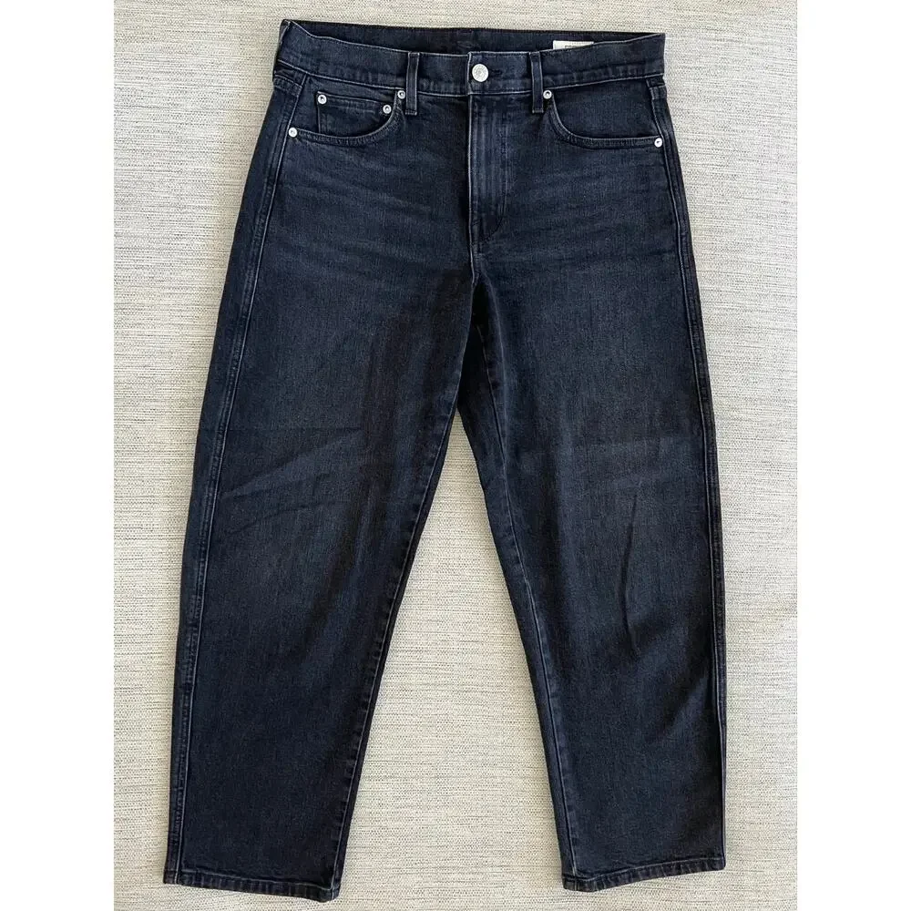 AYR The Knockout Barrel Leg Jean 29 Black Film Noir Denim Women's Jeans - Picture 3 of 8